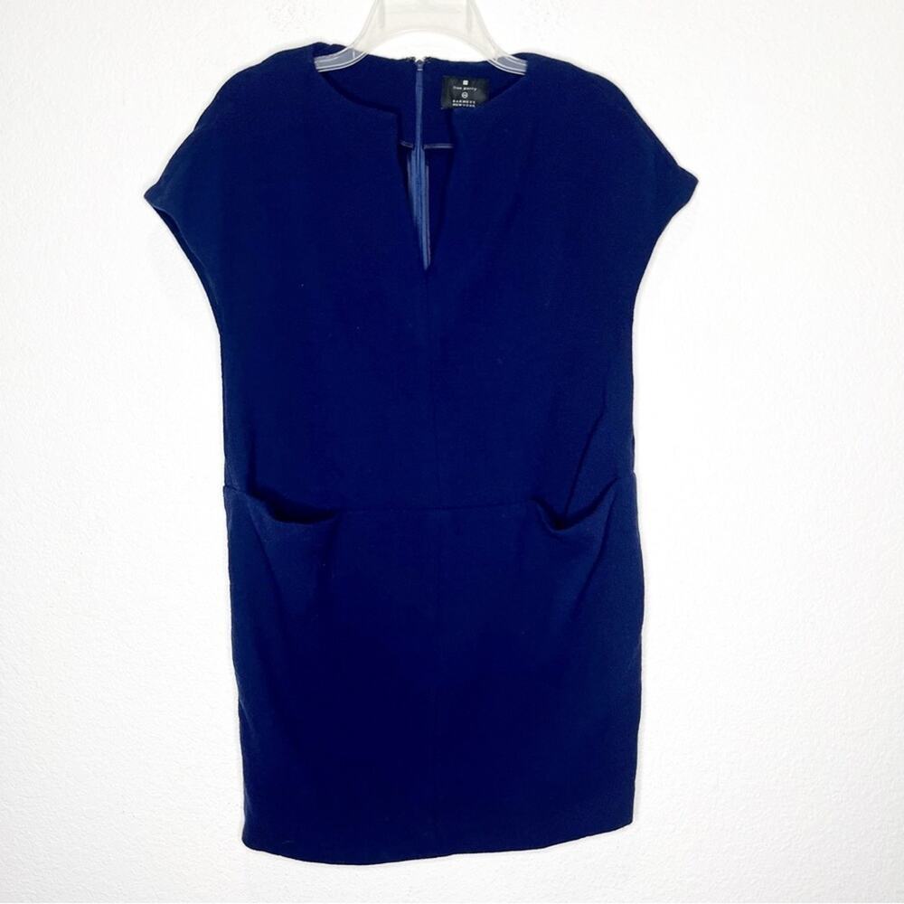 Lisa Perry Barney’s New York Navy Retro Shift Mini Dress Quiet Luxury